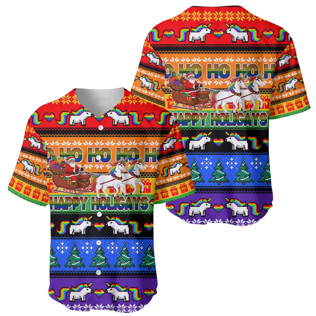 Happy Holigays Christmas Baseball Jersey Xmas Holiday Patterns - Wonder Print Shop