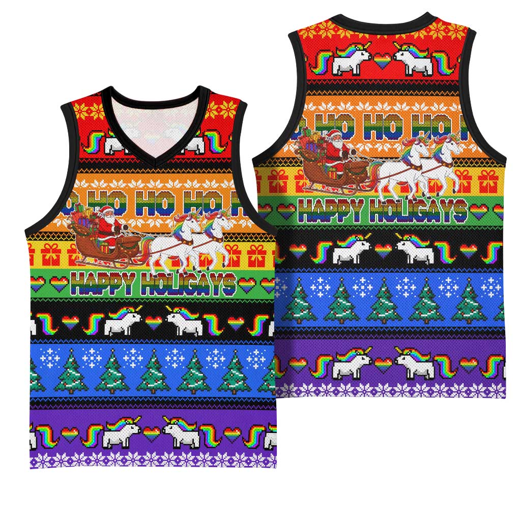 Happy Holigays Christmas Basketball Jersey Xmas Holiday Patterns - Wonder Print Shop
