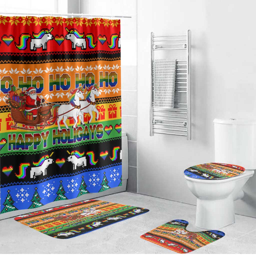 Happy Holigays Christmas Bathroom Set Xmas Holiday Patterns - Wonder Print Shop