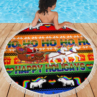Happy Holigays Christmas Beach Blanket Xmas Holiday Patterns - Wonder Print Shop