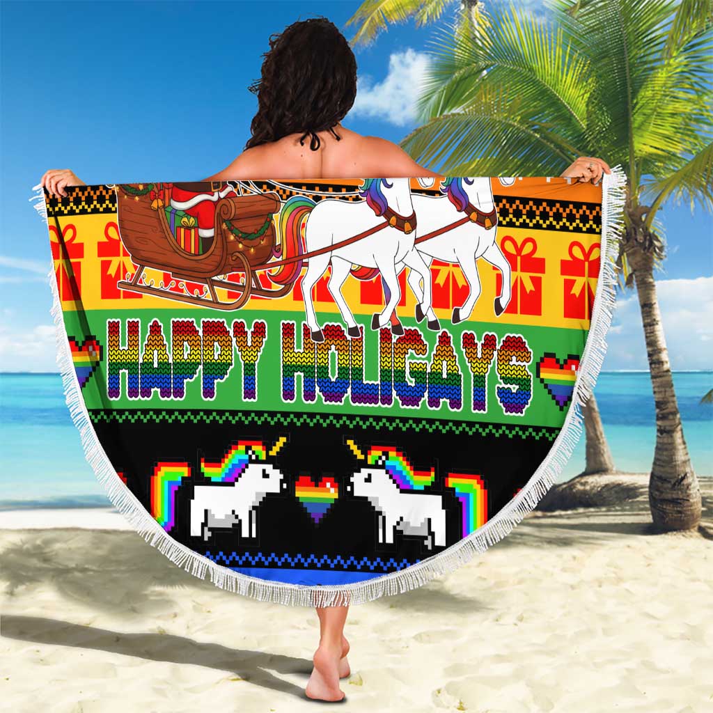 Happy Holigays Christmas Beach Blanket Xmas Holiday Patterns - Wonder Print Shop