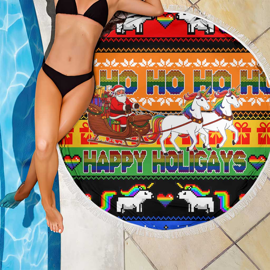 Happy Holigays Christmas Beach Blanket Xmas Holiday Patterns - Wonder Print Shop