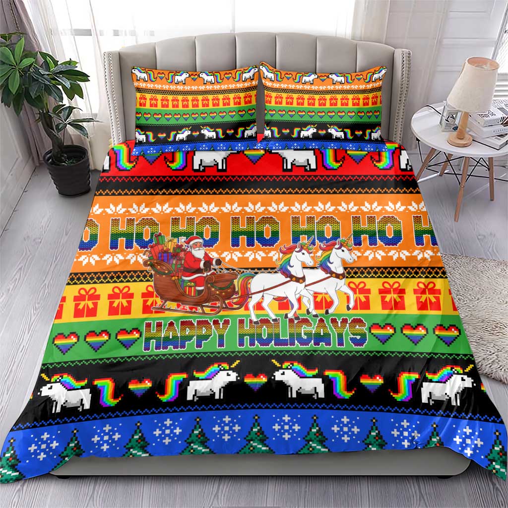 Happy Holigays Christmas Bedding Set Xmas Holiday Patterns - Wonder Print Shop