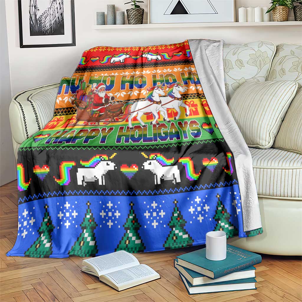 Happy Holigays Christmas Blanket Xmas Holiday Patterns - Wonder Print Shop