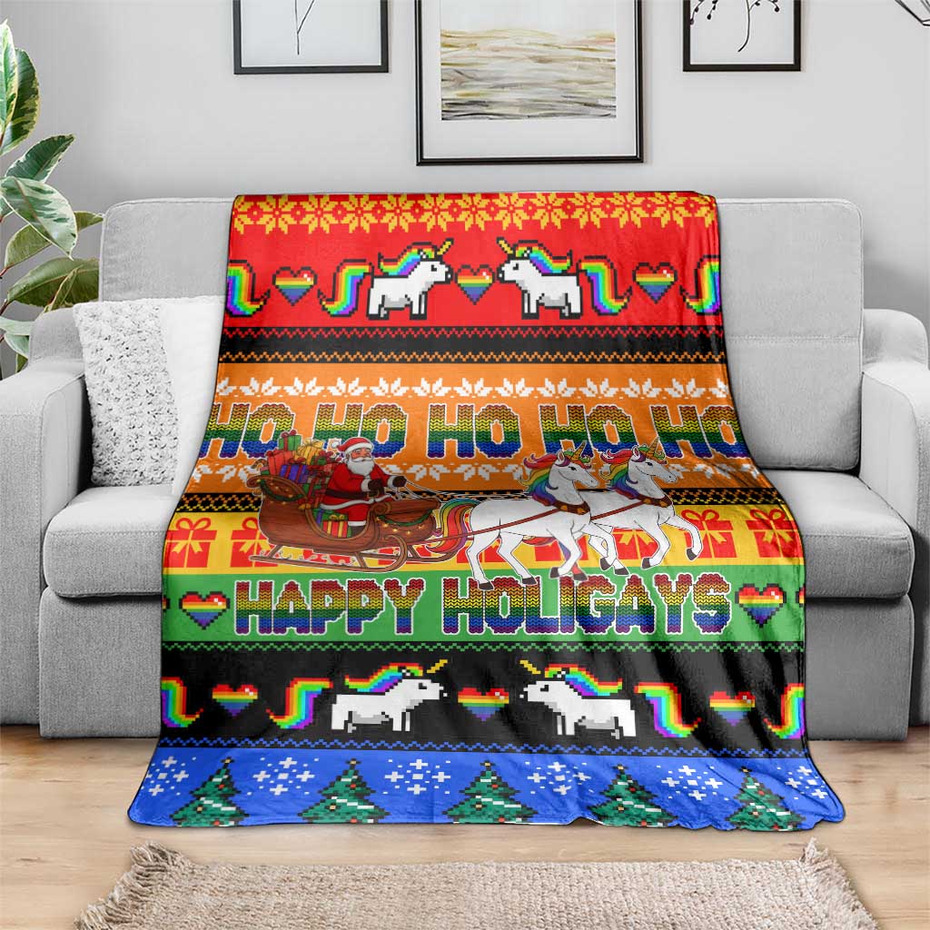 Happy Holigays Christmas Blanket Xmas Holiday Patterns - Wonder Print Shop