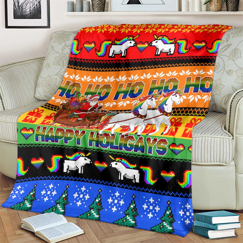 Happy Holigays Christmas Blanket Xmas Holiday Patterns - Wonder Print Shop