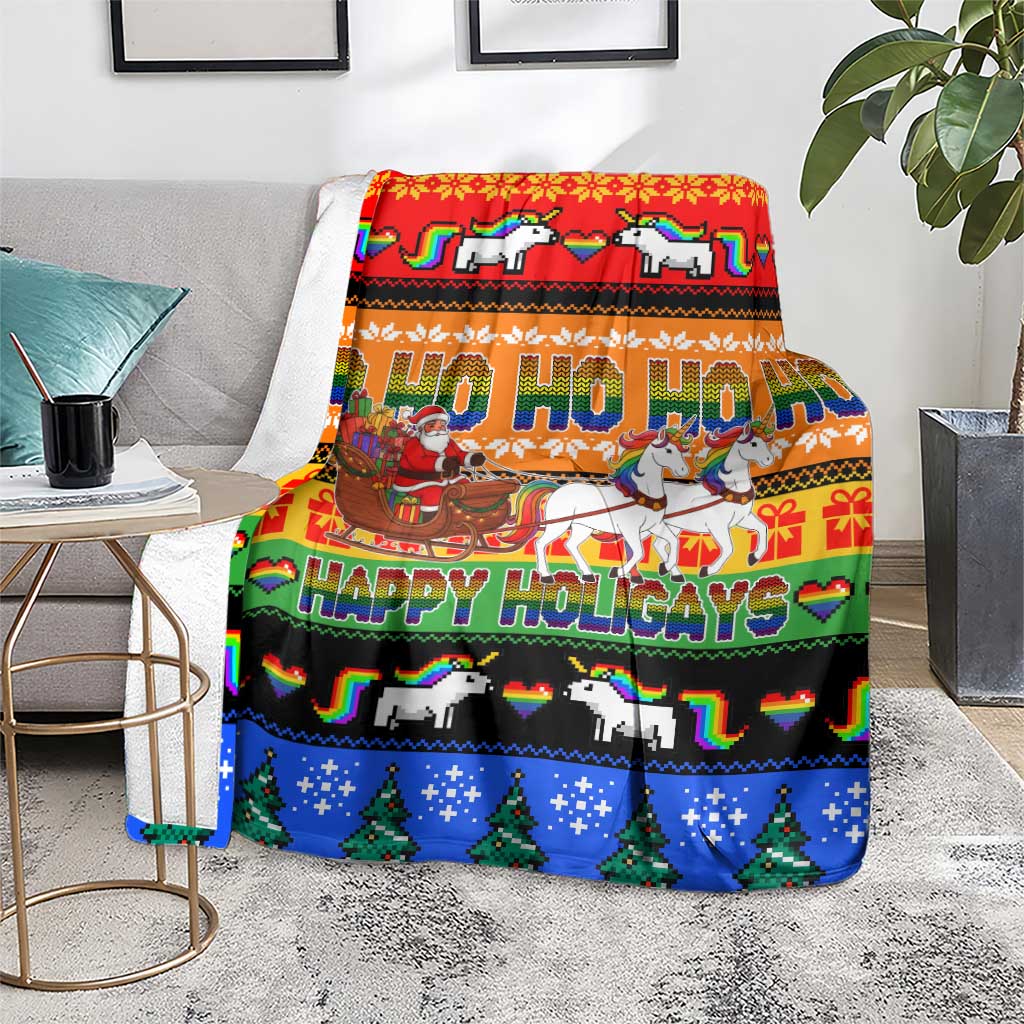 Happy Holigays Christmas Blanket Xmas Holiday Patterns - Wonder Print Shop