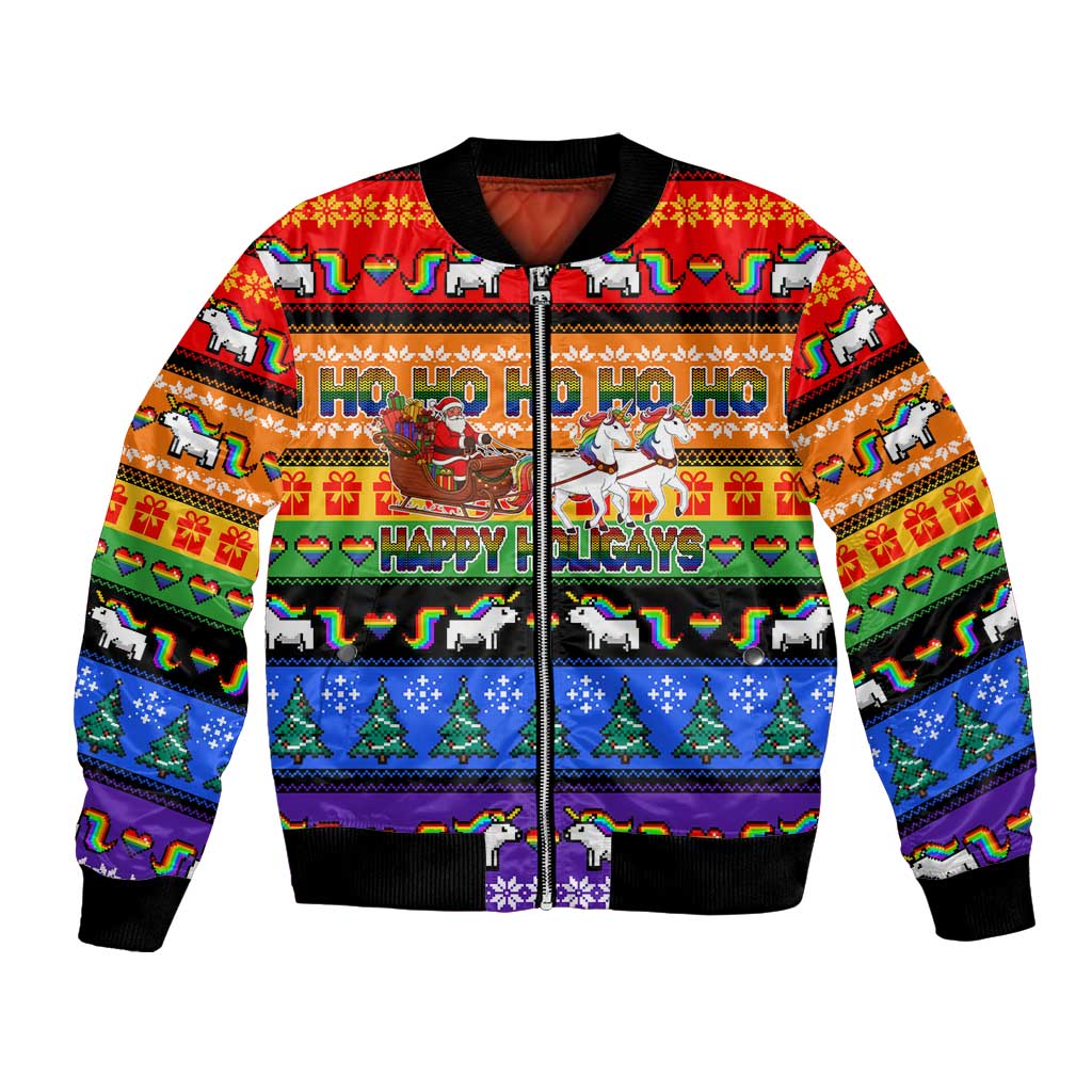 Happy Holigays Christmas Bomber Jacket Xmas Holiday Patterns - Wonder Print Shop