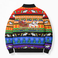 Happy Holigays Christmas Bomber Puffer Jacket Xmas Holiday Patterns - Wonder Print Shop