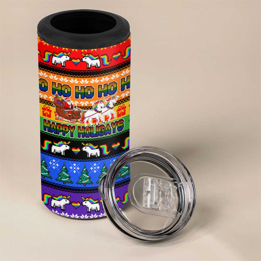 Happy Holigays Christmas 4 in 1 Can Cooler Tumbler Xmas Holiday Patterns - Wonder Print Shop