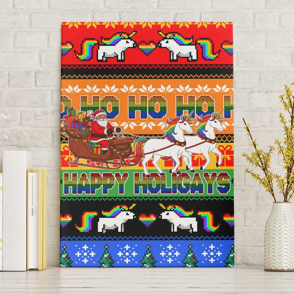 Happy Holigays Christmas Canvas Wall Art Xmas Holiday Patterns - Wonder Print Shop