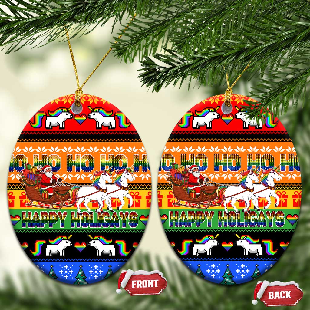Happy Holigays Christmas Ceramic Ornament Xmas Holiday Patterns - Wonder Print Shop