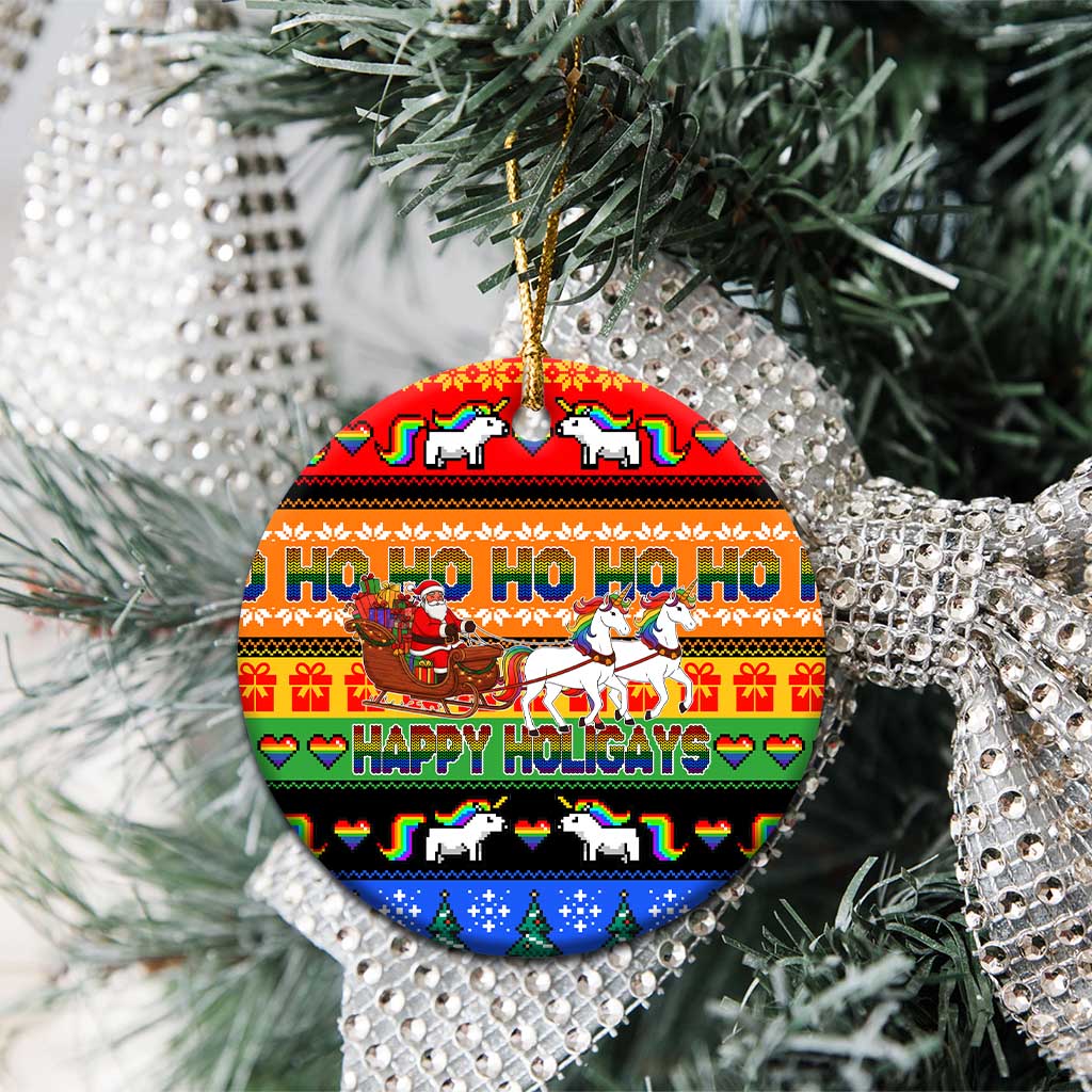 Happy Holigays Christmas Ceramic Ornament Xmas Holiday Patterns - Wonder Print Shop