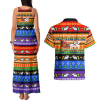 Happy Holigays Christmas Couples Matching Tank Maxi Dress and Hawaiian Shirt Xmas Holiday Patterns - Wonder Print Shop