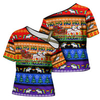 Happy Holigays Christmas Cross Shoulder Shirt Xmas Holiday Patterns - Wonder Print Shop