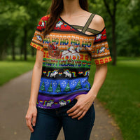 Happy Holigays Christmas Cross Shoulder Shirt Xmas Holiday Patterns - Wonder Print Shop