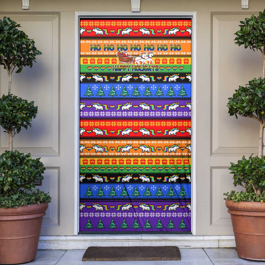 Happy Holigays Christmas Door Cover Xmas Holiday Patterns - Wonder Print Shop