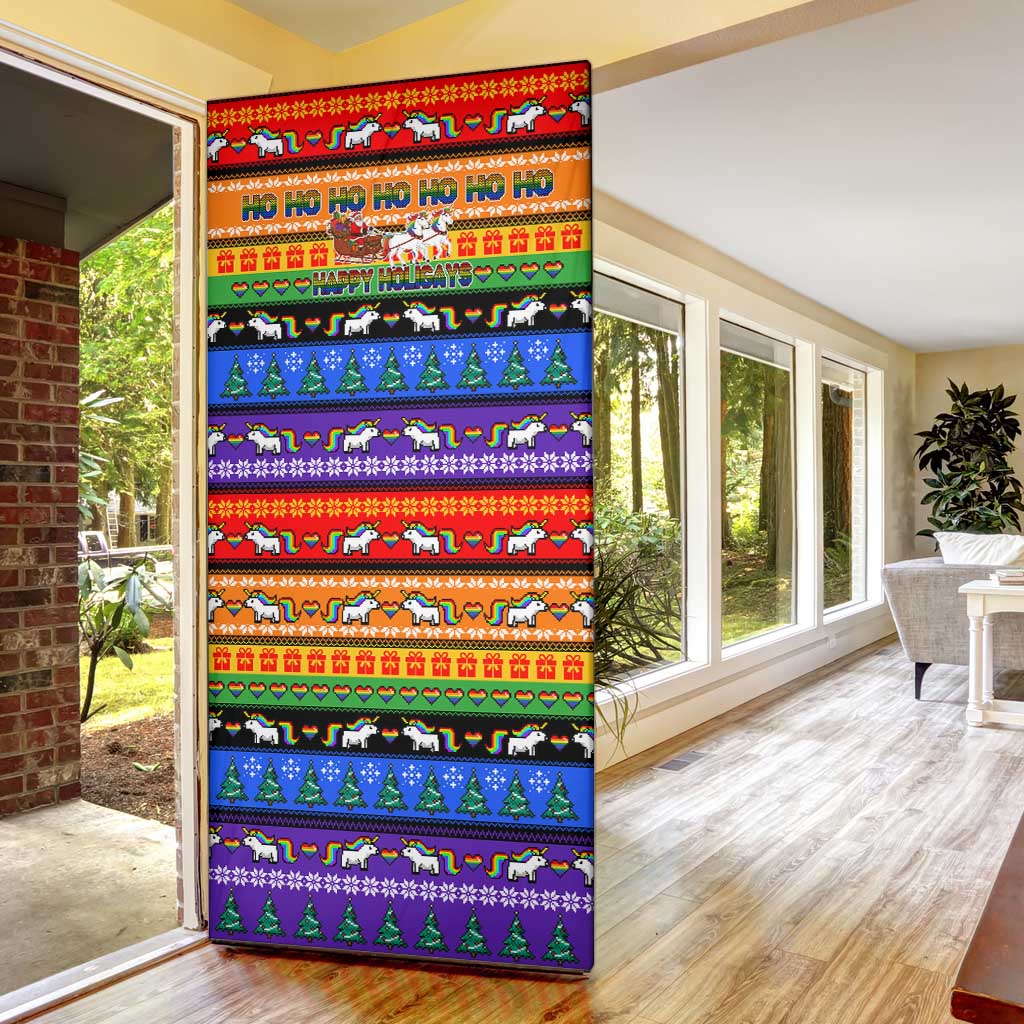 Happy Holigays Christmas Door Cover Xmas Holiday Patterns - Wonder Print Shop