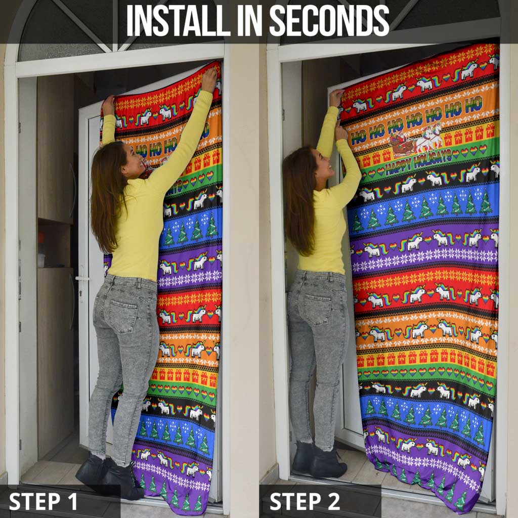 Happy Holigays Christmas Door Cover Xmas Holiday Patterns - Wonder Print Shop