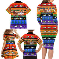 Happy Holigays Christmas Family Matching Long Sleeve Bodycon Dress and Hawaiian Shirt Xmas Holiday Patterns - Wonder Print Shop