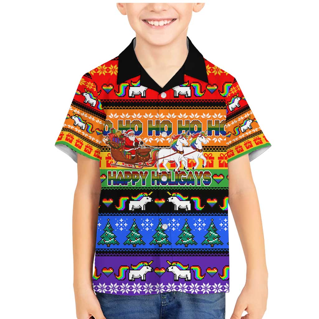 Happy Holigays Christmas Family Matching Mermaid Dress and Hawaiian Shirt Xmas Holiday Patterns - Wonder Print Shop