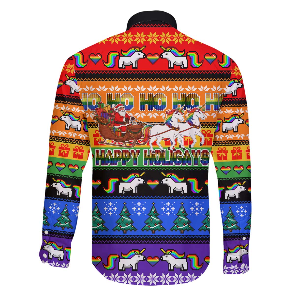 Happy Holigays Christmas Family Matching Off The Shoulder Long Sleeve Dress and Hawaiian Shirt Xmas Holiday Patterns - Wonder Print Shop
