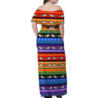 Happy Holigays Christmas Family Matching Off Shoulder Maxi Dress and Hawaiian Shirt Xmas Holiday Patterns - Wonder Print Shop