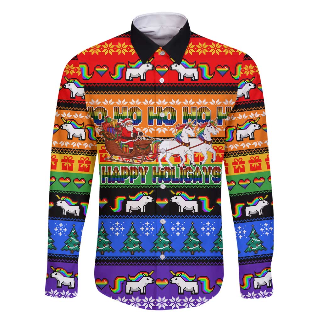 Happy Holigays Christmas Family Matching Off Shoulder Short Dress and Hawaiian Shirt Xmas Holiday Patterns - Wonder Print Shop