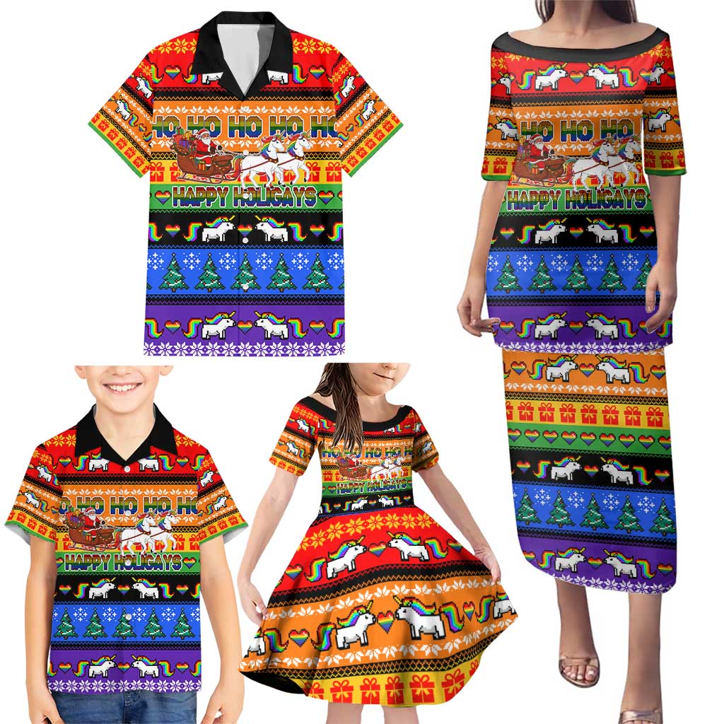 Happy Holigays Christmas Family Matching Puletasi and Hawaiian Shirt Xmas Holiday Patterns - Wonder Print Shop