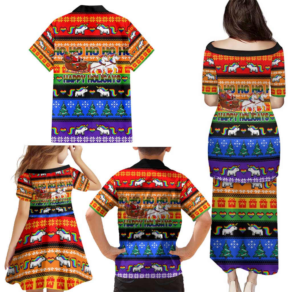 Happy Holigays Christmas Family Matching Puletasi and Hawaiian Shirt Xmas Holiday Patterns - Wonder Print Shop