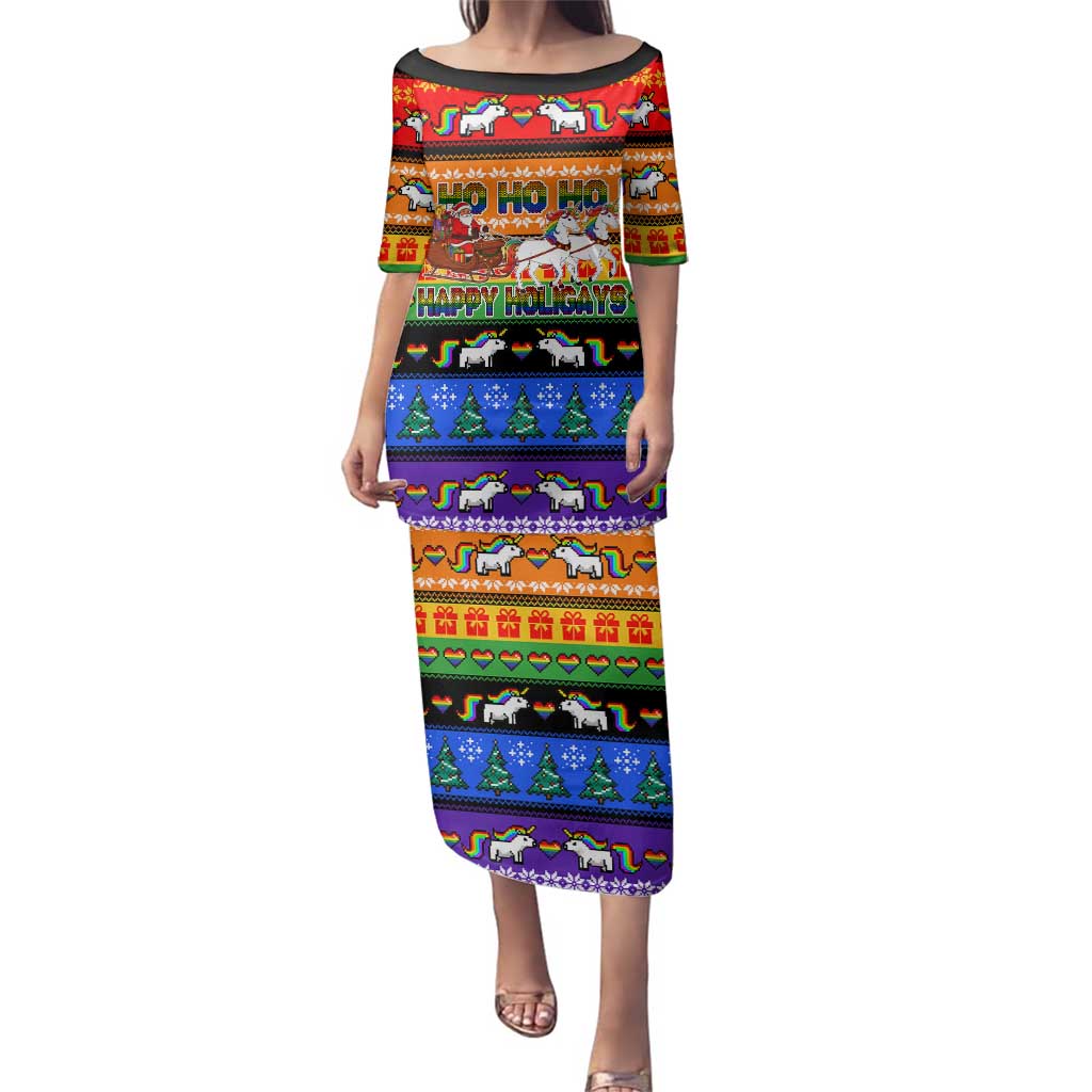 Happy Holigays Christmas Family Matching Puletasi and Hawaiian Shirt Xmas Holiday Patterns - Wonder Print Shop