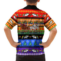 Happy Holigays Christmas Family Matching Short Sleeve Bodycon Dress and Hawaiian Shirt Xmas Holiday Patterns - Wonder Print Shop