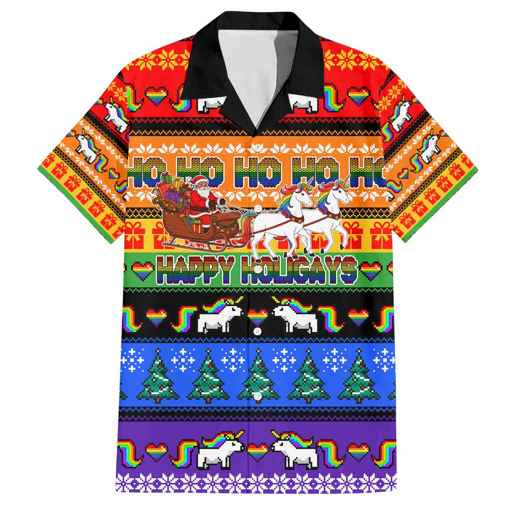 Happy Holigays Christmas Family Matching Short Sleeve Bodycon Dress and Hawaiian Shirt Xmas Holiday Patterns - Wonder Print Shop