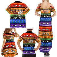 Happy Holigays Christmas Family Matching Summer Maxi Dress and Hawaiian Shirt Xmas Holiday Patterns - Wonder Print Shop