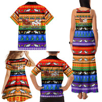 Happy Holigays Christmas Family Matching Tank Maxi Dress and Hawaiian Shirt Xmas Holiday Patterns - Wonder Print Shop