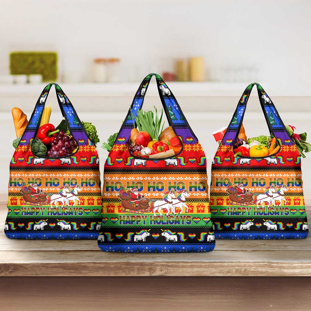 Happy Holigays Christmas Grocery Bag Xmas Holiday Patterns - Wonder Print Shop
