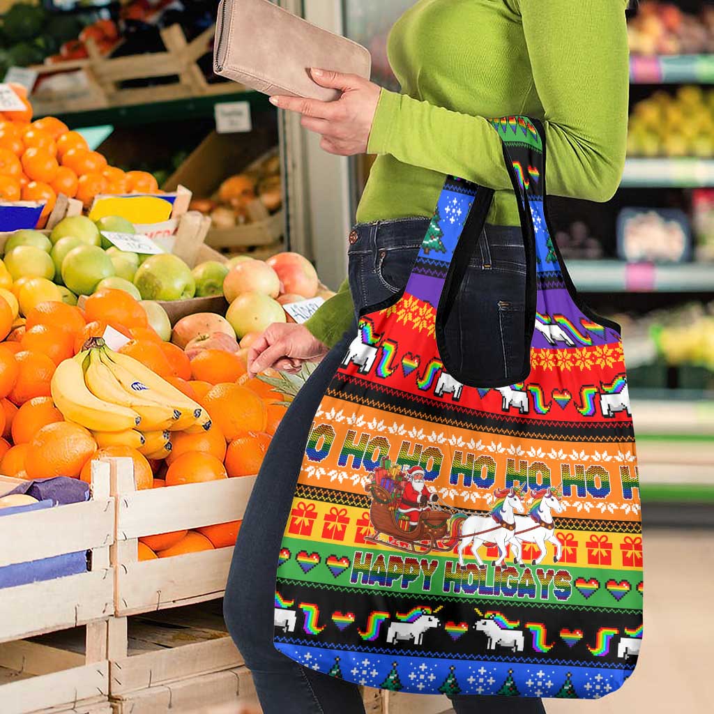 Happy Holigays Christmas Grocery Bag Xmas Holiday Patterns - Wonder Print Shop