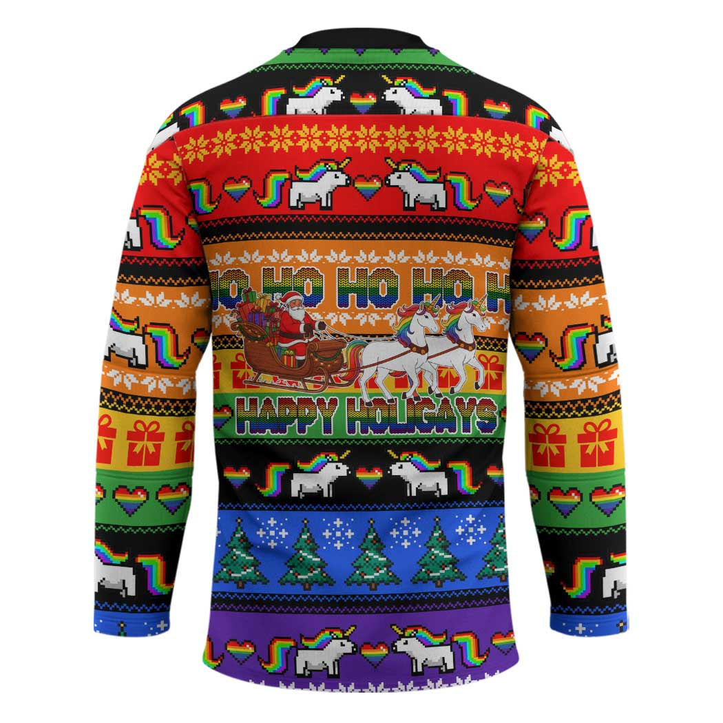 Happy Holigays Christmas Hockey Jersey Xmas Holiday Patterns - Wonder Print Shop