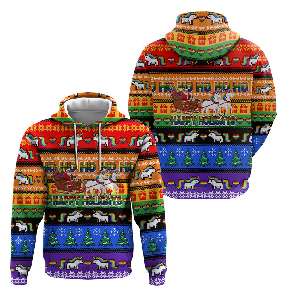 Happy Holigays Christmas Hoodie Xmas Holiday Patterns - Wonder Print Shop