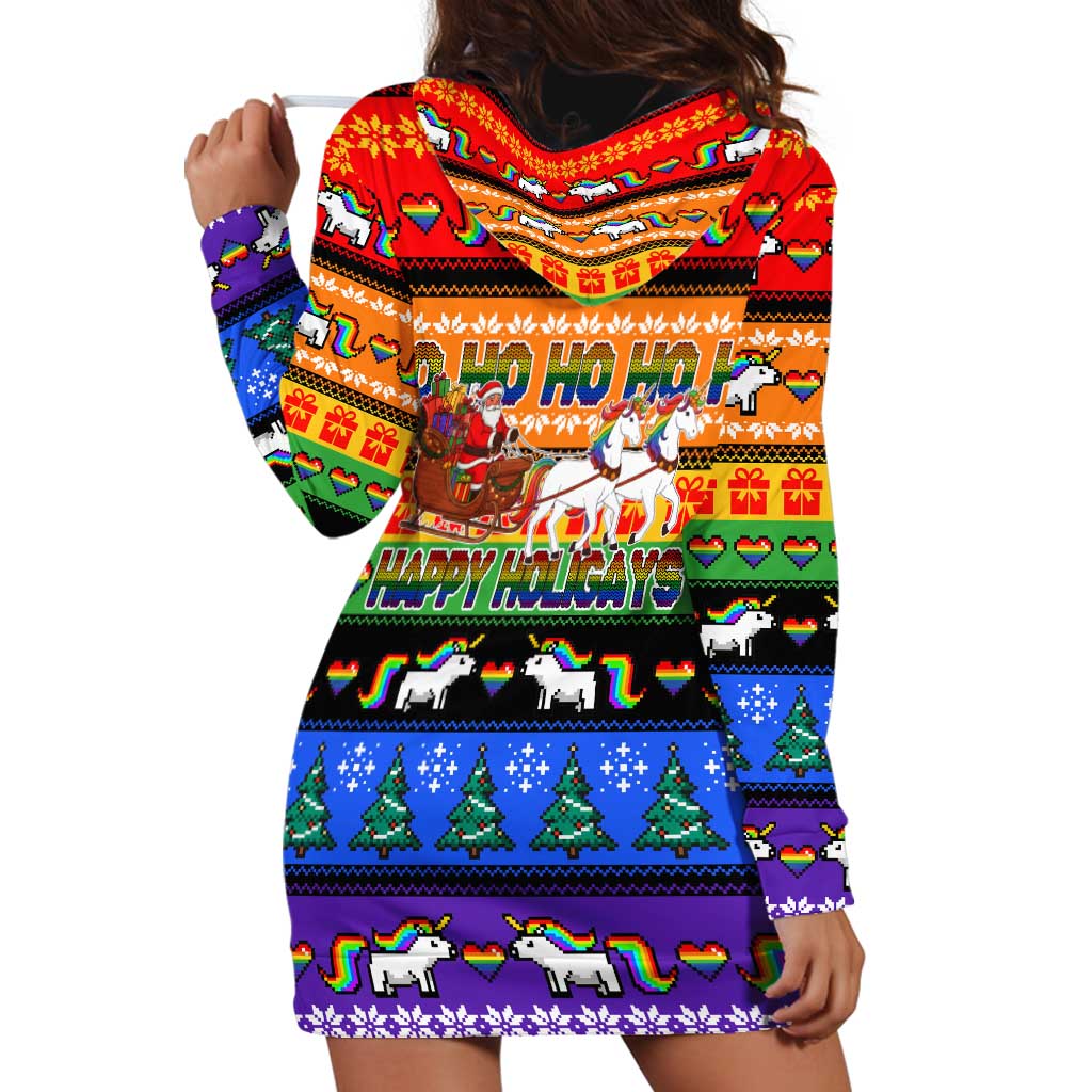 Happy Holigays Christmas Hoodie Dress Xmas Holiday Patterns - Wonder Print Shop