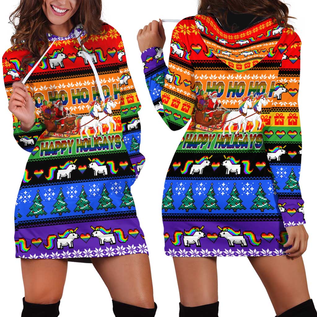 Happy Holigays Christmas Hoodie Dress Xmas Holiday Patterns - Wonder Print Shop