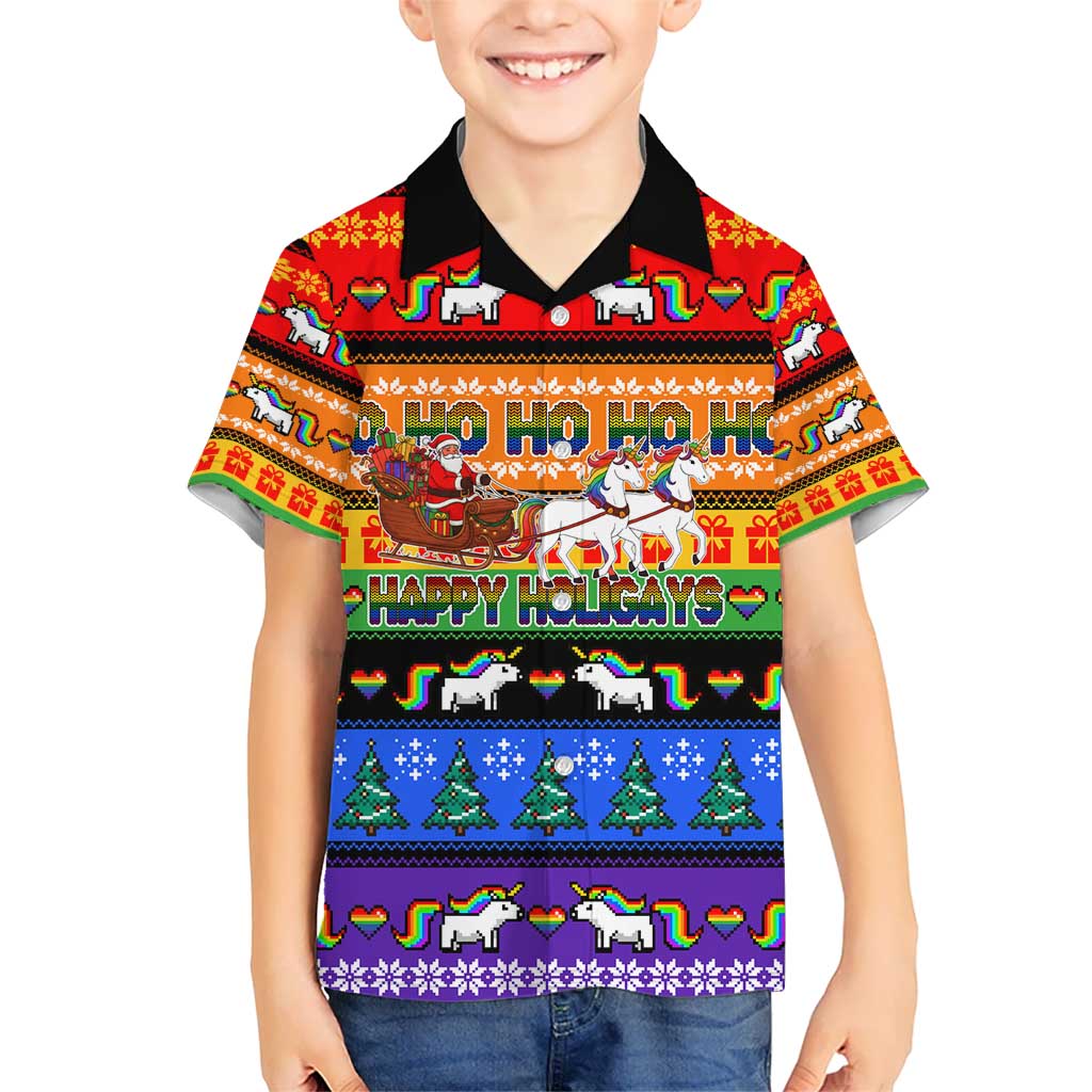 Happy Holigays Christmas Kid Hawaiian Shirt Xmas Holiday Patterns - Wonder Print Shop