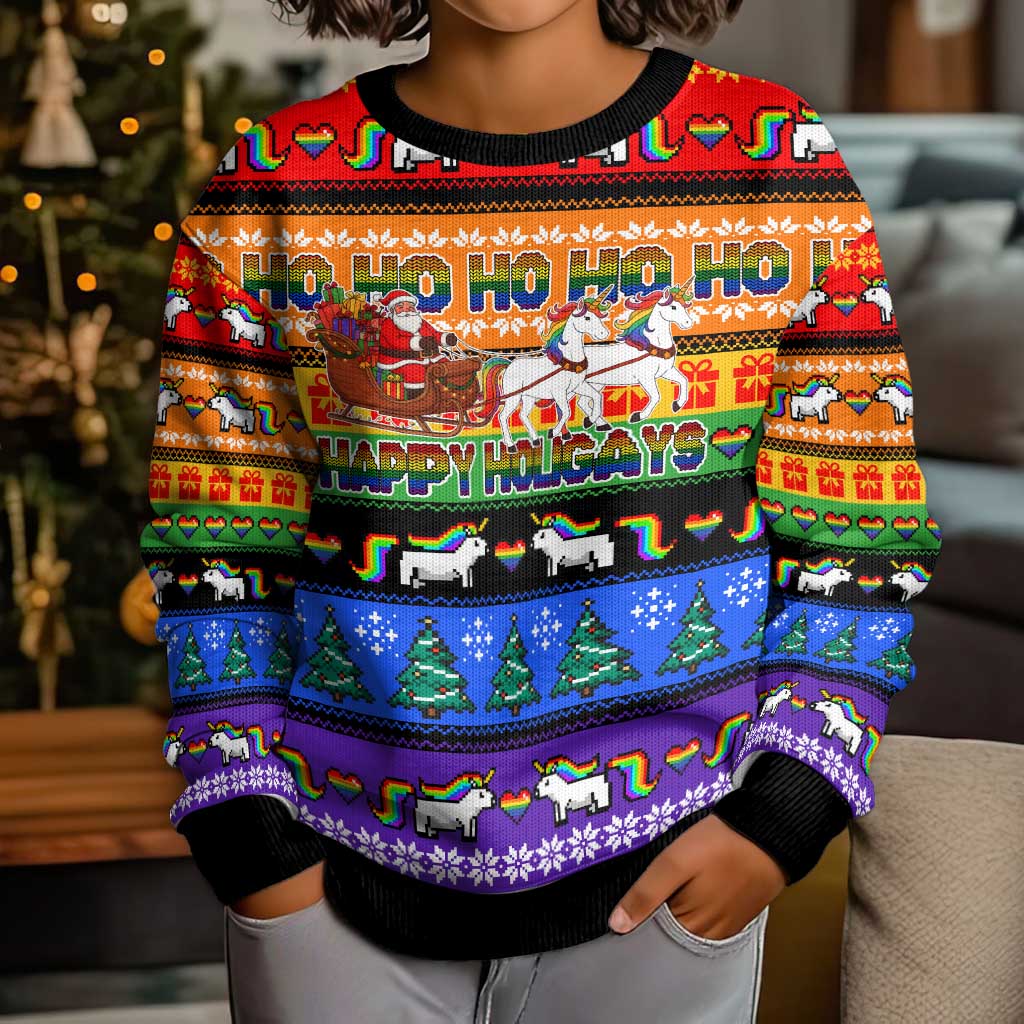 Happy Holigays Christmas Kid Ugly Christmas Sweater Xmas Holiday Patterns - Wonder Print Shop