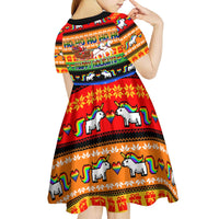Happy Holigays Christmas Kid Short Sleeve Dress Xmas Holiday Patterns - Wonder Print Shop