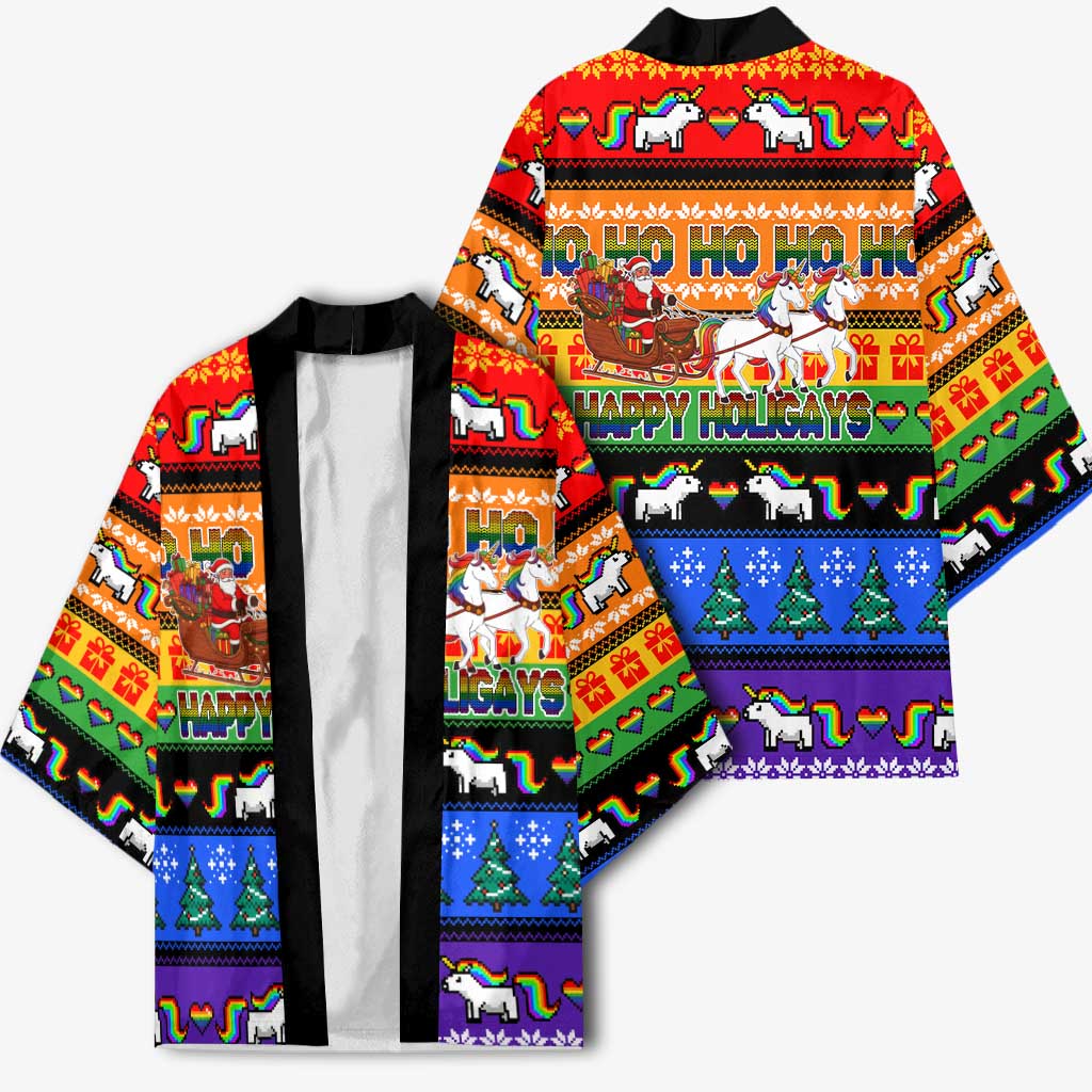 Happy Holigays Christmas Kimono Xmas Holiday Patterns - Wonder Print Shop