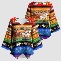 Happy Holigays Christmas Kimono Sleeve Blouse Xmas Holiday Patterns - Wonder Print Shop