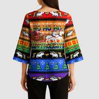 Happy Holigays Christmas Kimono Sleeve Blouse Xmas Holiday Patterns - Wonder Print Shop