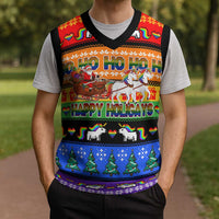 Happy Holigays Christmas Knitted V-Neck Vest Xmas Holiday Patterns - Wonder Print Shop