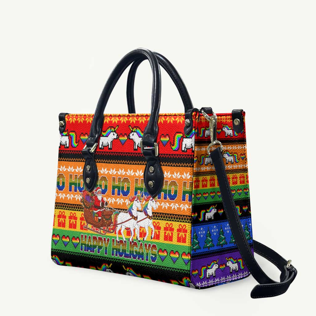Happy Holigays Christmas Leather Bag Xmas Holiday Patterns - Wonder Print Shop