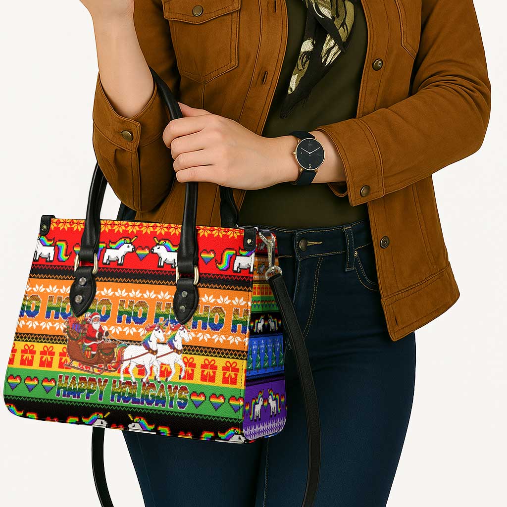Happy Holigays Christmas Leather Bag Xmas Holiday Patterns - Wonder Print Shop